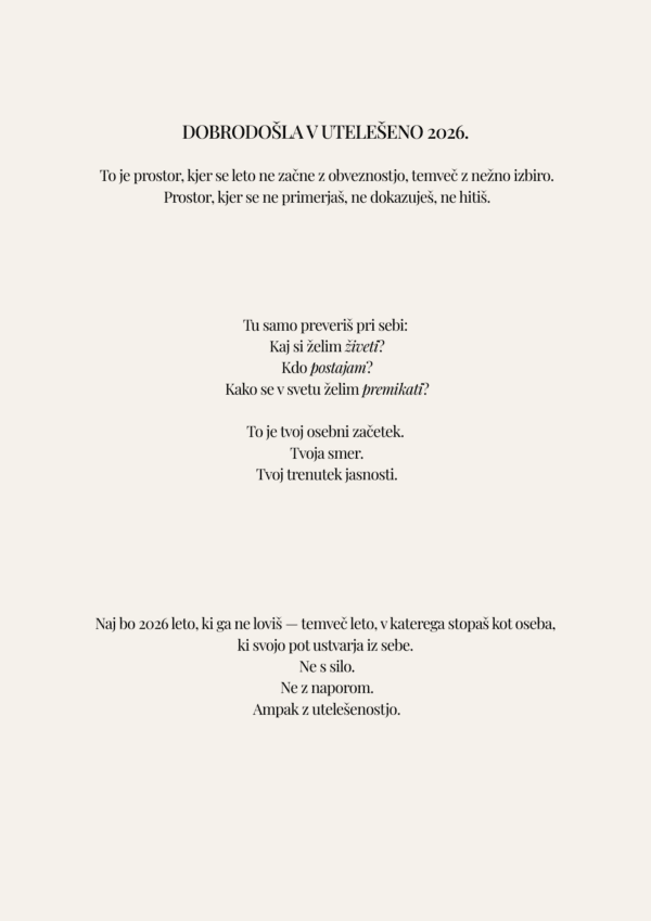 UTELEŠENO 2026: Pdf priročnik za življenje, ki ga želiš živeti